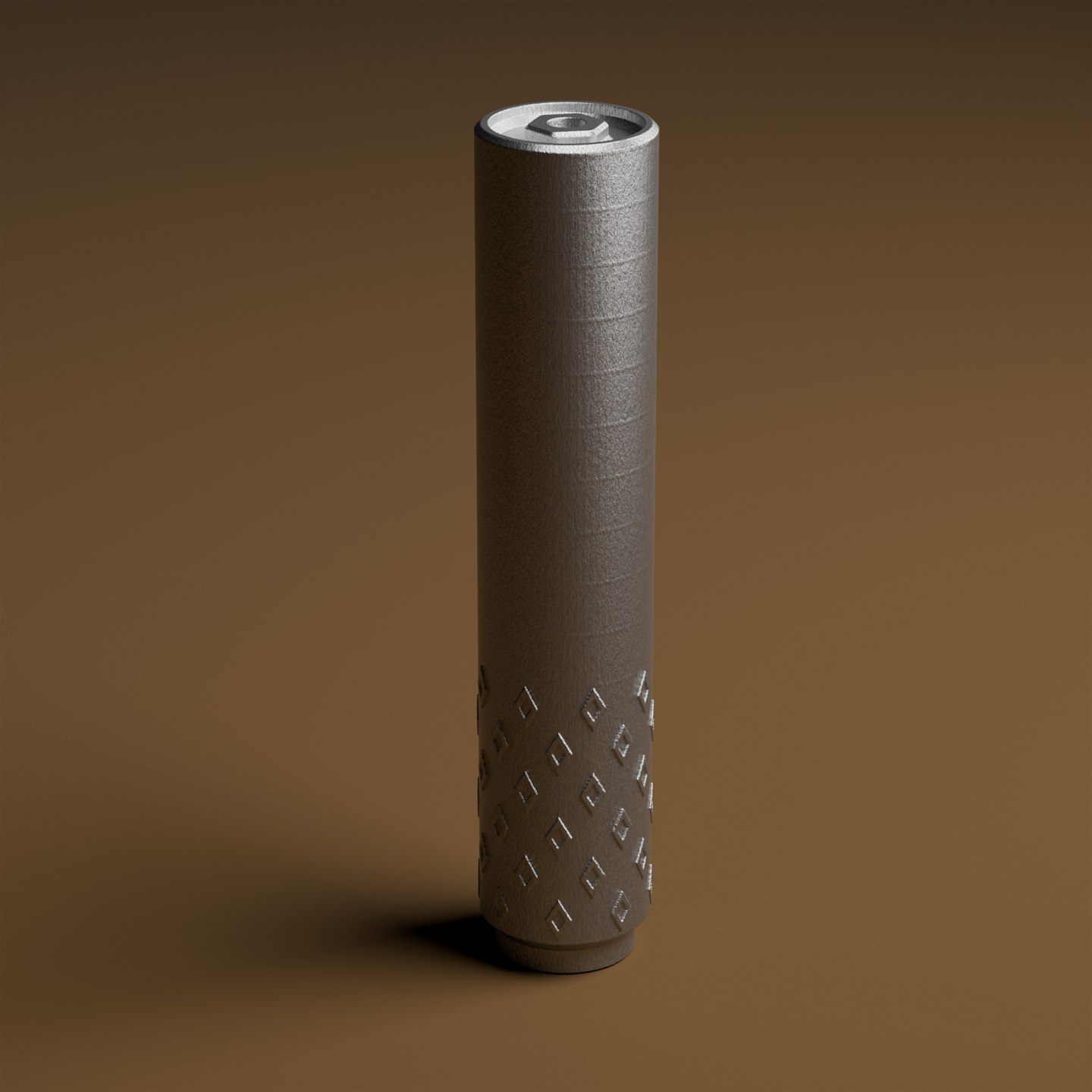 Rendered metal suppressor with a diamond-patterned lower body